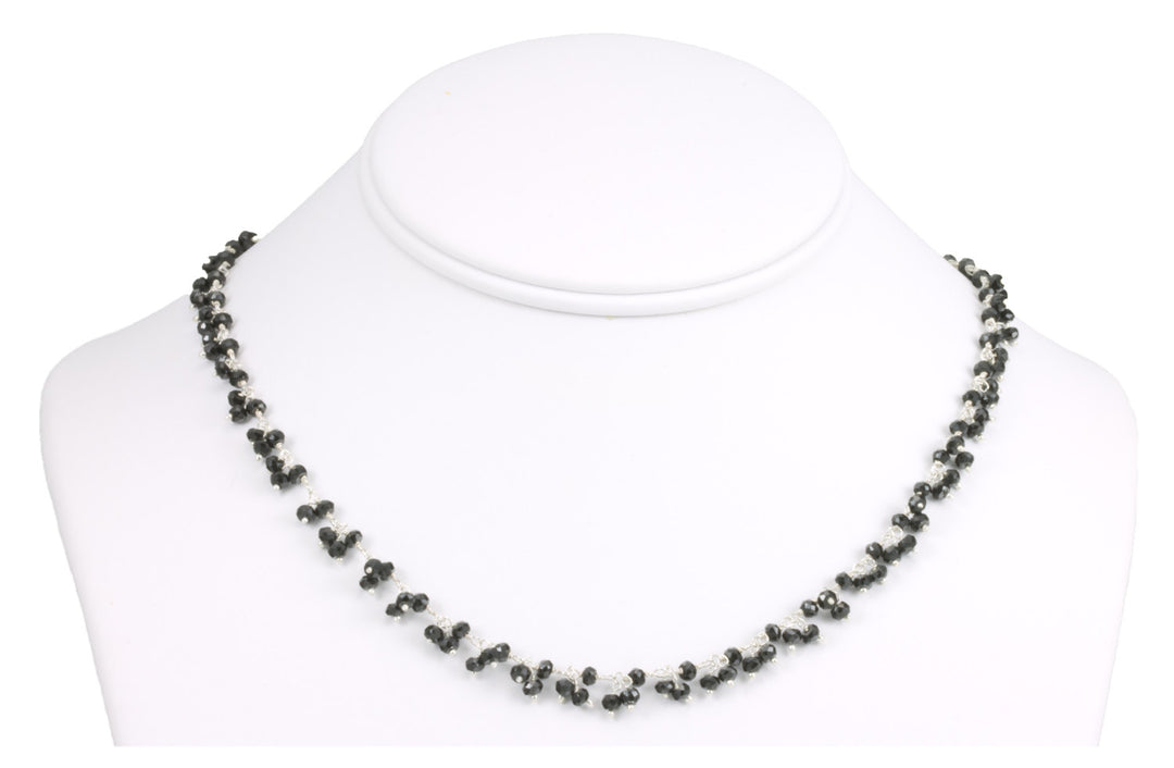Black Spinel Necklace Faceted Spaced Link Cluster Beaded Sterling Silver or 14k Gold Fill 18 19 Inches  Clusters Natural Classic Design