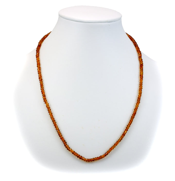 Citrine Necklace Natural Dark Yellow Orange Beaded Sterling Silver Faceted Rondelles 18 Inch  AAA Solid Strand Classic chic earthy design