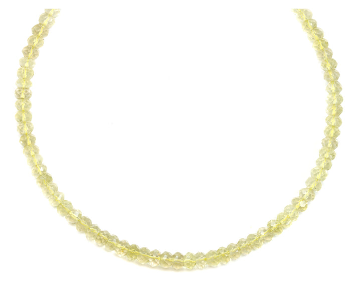 Natural Lemon Yellow Quartz  Necklace Beaded Sterling Silver 14k Gold Filled Solid Strand Faceted 18 19 Inch  AAA soft color classic design