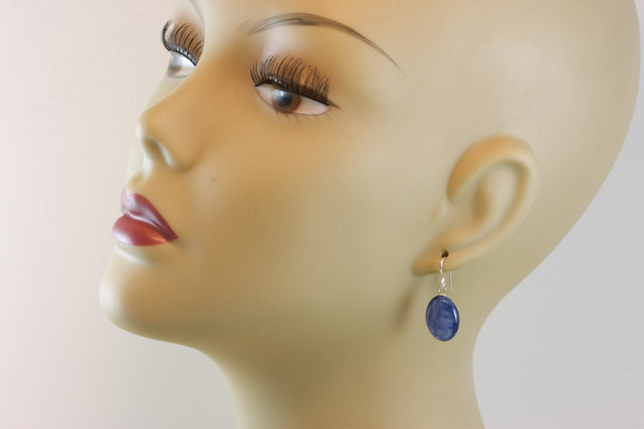 Kyanite Earrings  High Quality Raw Smooth Oval Drops 14k Solid Gold or Filled or Sterling Silver Rich Blue Natural Real Gemstones Simple