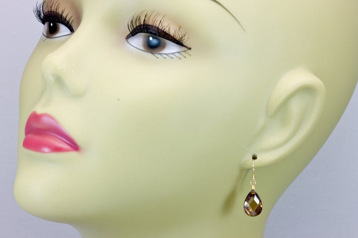 Chocolate Sim Diamond Cubic Zirconia Earrings Teardrop Pear Briolettes AAA CZ  14k Solid Gold or Filled or Sterling Silver  Classic Drops