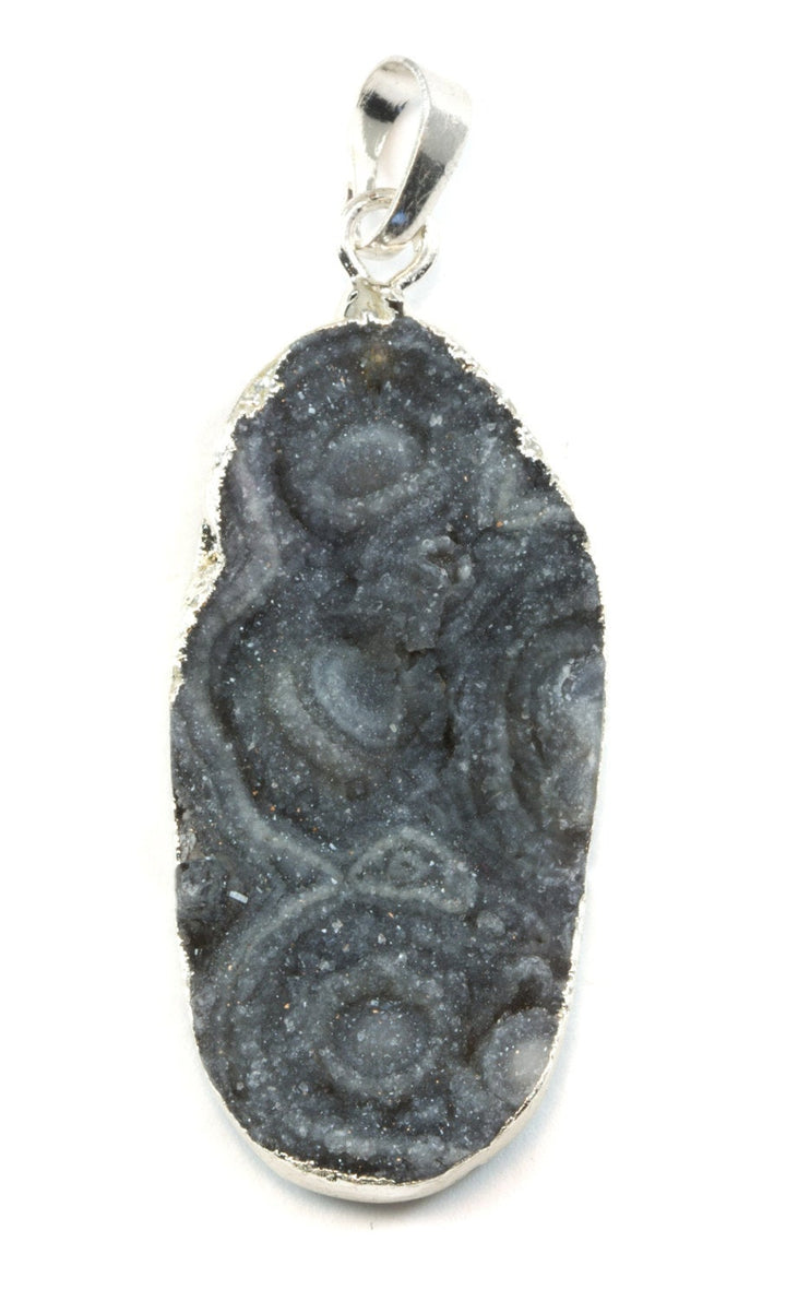 Drusy Necklace Pendant Silver Plate Large Mushroom Gray Druzy Large Grey Stone Swirls Spyglass Designs 3 Natural Drusy Quartz Super Sparkly