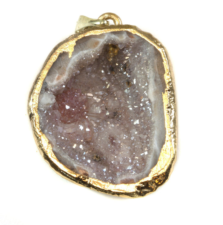 Baby Geode Drusy Necklace Pendant 14k gold plate Gray Druzy Large Grey Natural Stone  Earthy Simple Spyglass Designs 1