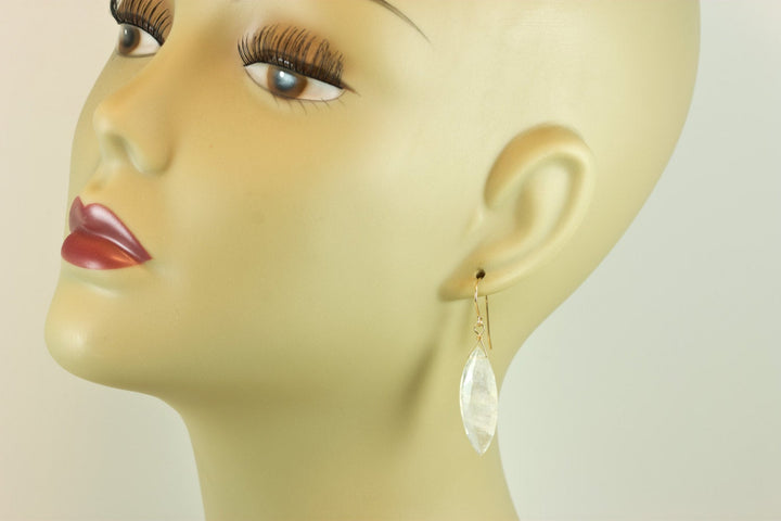 Rainbow Blue Moonstone Earrings 14k Gold Filled Faceted Large Marquise Briolette Teardrop Spyglass Designs