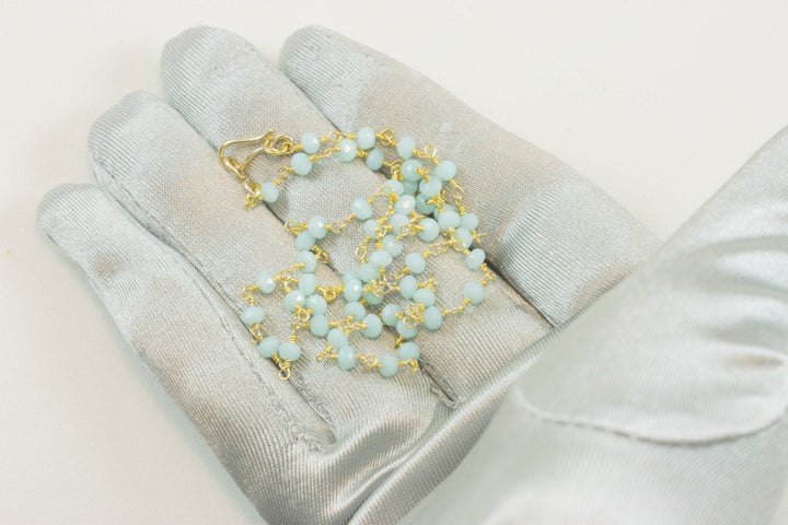 Amazonite Beaded Necklace 14k Gold Filled or Sterling silver  Chain Link Faceted  18 19 Inches Natural Baby Soft Blue rondelles Dainty