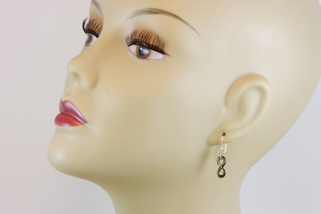 Mother of Pearl Earrings Natural Carved Infinity Drops 14k Gold Filled or Sterling Silver Infinity Symbol Iridescent Simple Lightweight MOP